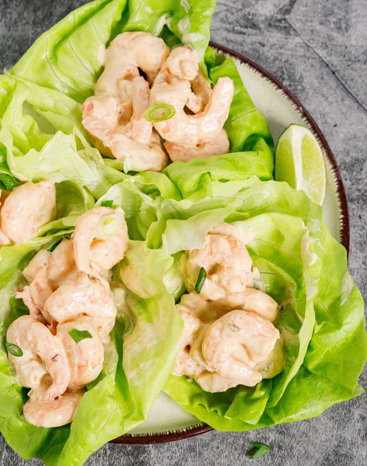 Plate of bang bang shrimp lettuce wraps