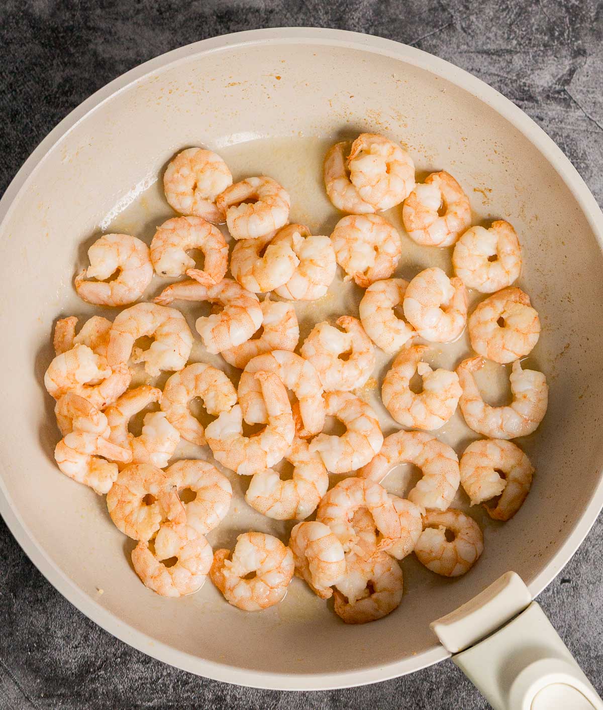 Shrimp cooking in a pan